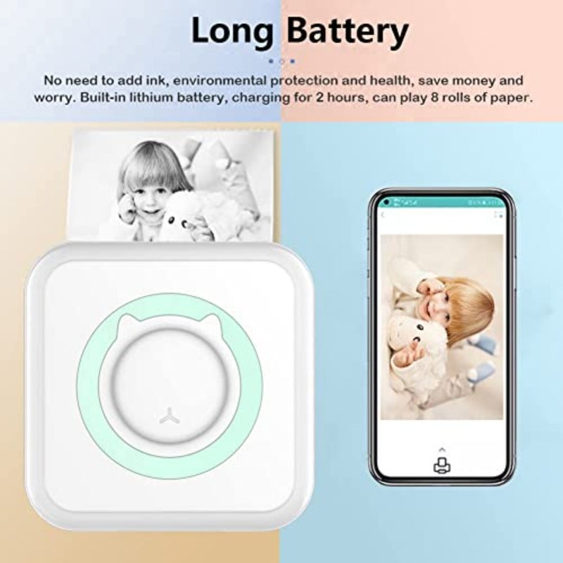 Mini Portable Pocket Photo Printer - Inkless, Wireless for iOS/Android Blue Includes 13 Rolls Photo Paper Compact Design for Travel, Home, Office - Image 3