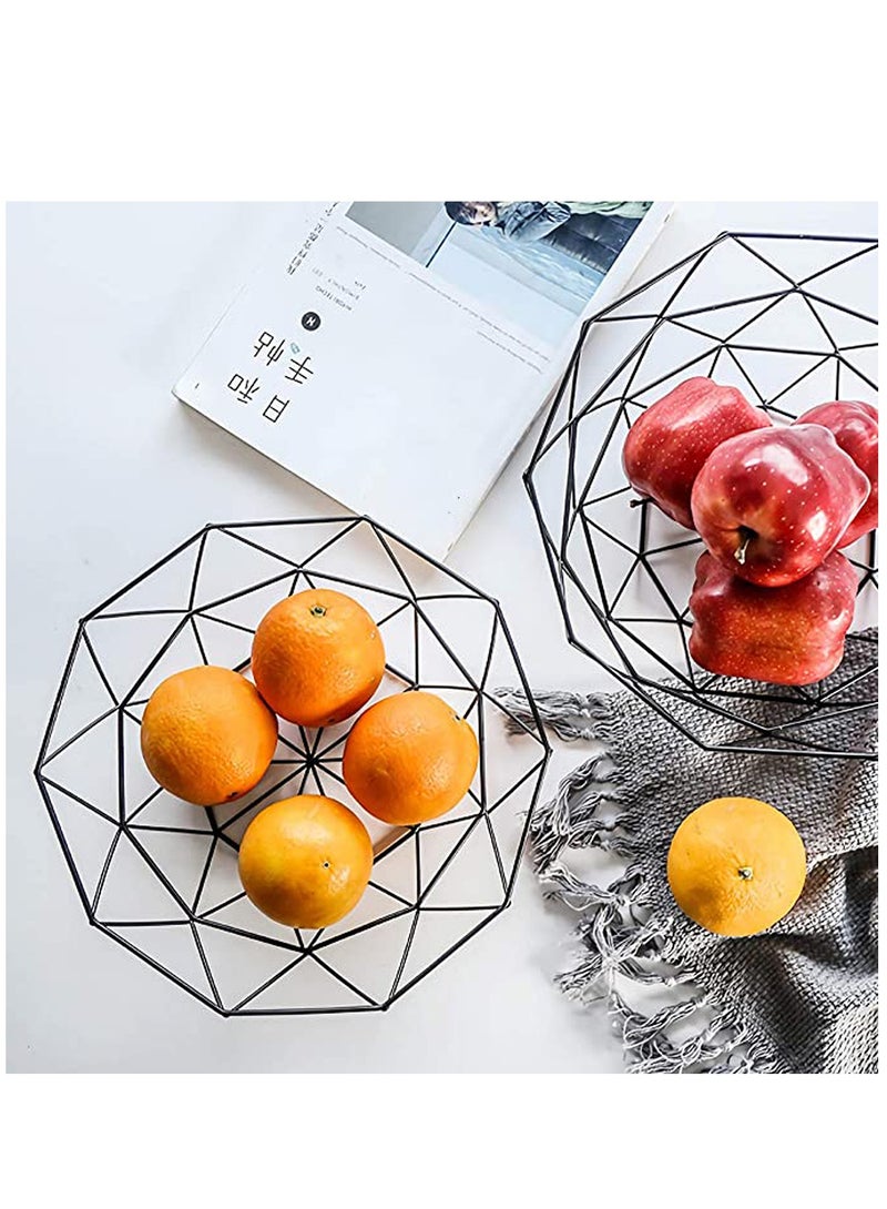 SYOSI Metal Wire Fruit Bowl, 2 Pack Storage Baskets for Fruit, Vegetables, Snacks, Potpourris for Iron Fruit Storage Baskets for Kitchen Counter, Home Decor - Image 2