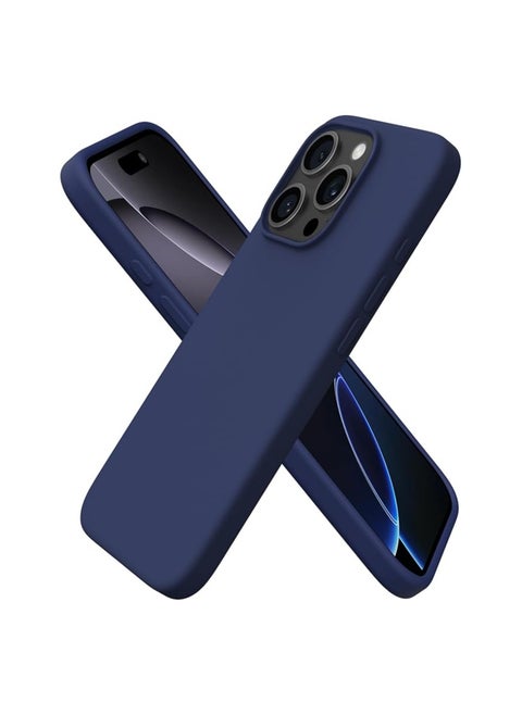 Compatible with iPhone 16Pro max Case Liquid Silicone Case Full Body Protective Cover Shockproof Slim Phone Case Anti-Scratch Soft Microfiber Lining 6.9 inch Blue