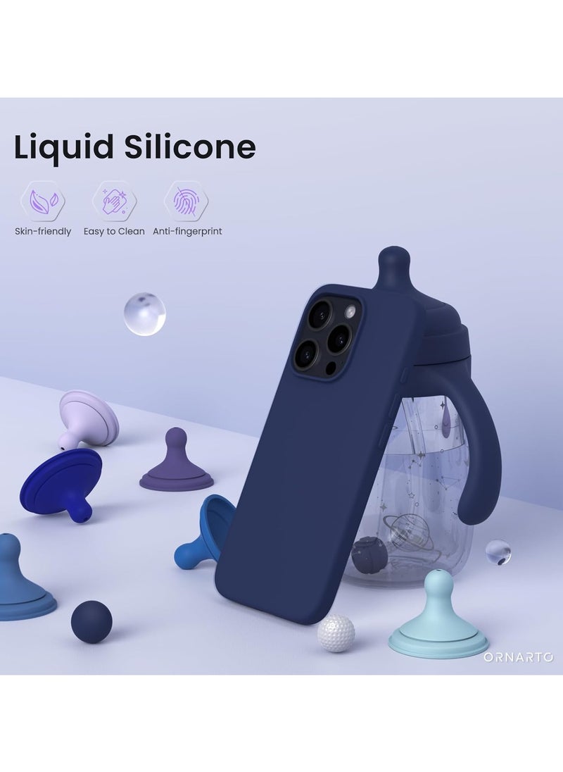 Compatible with iPhone 16Pro max Case Liquid Silicone Case Full Body Protective Cover Shockproof Slim Phone Case Anti-Scratch Soft Microfiber Lining 6.9 inch Blue