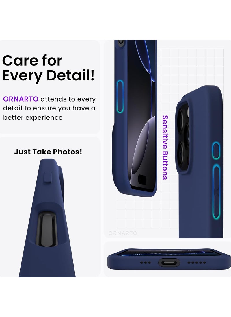 Compatible with iPhone 16Pro max Case Liquid Silicone Case Full Body Protective Cover Shockproof Slim Phone Case Anti-Scratch Soft Microfiber Lining 6.9 inch Blue