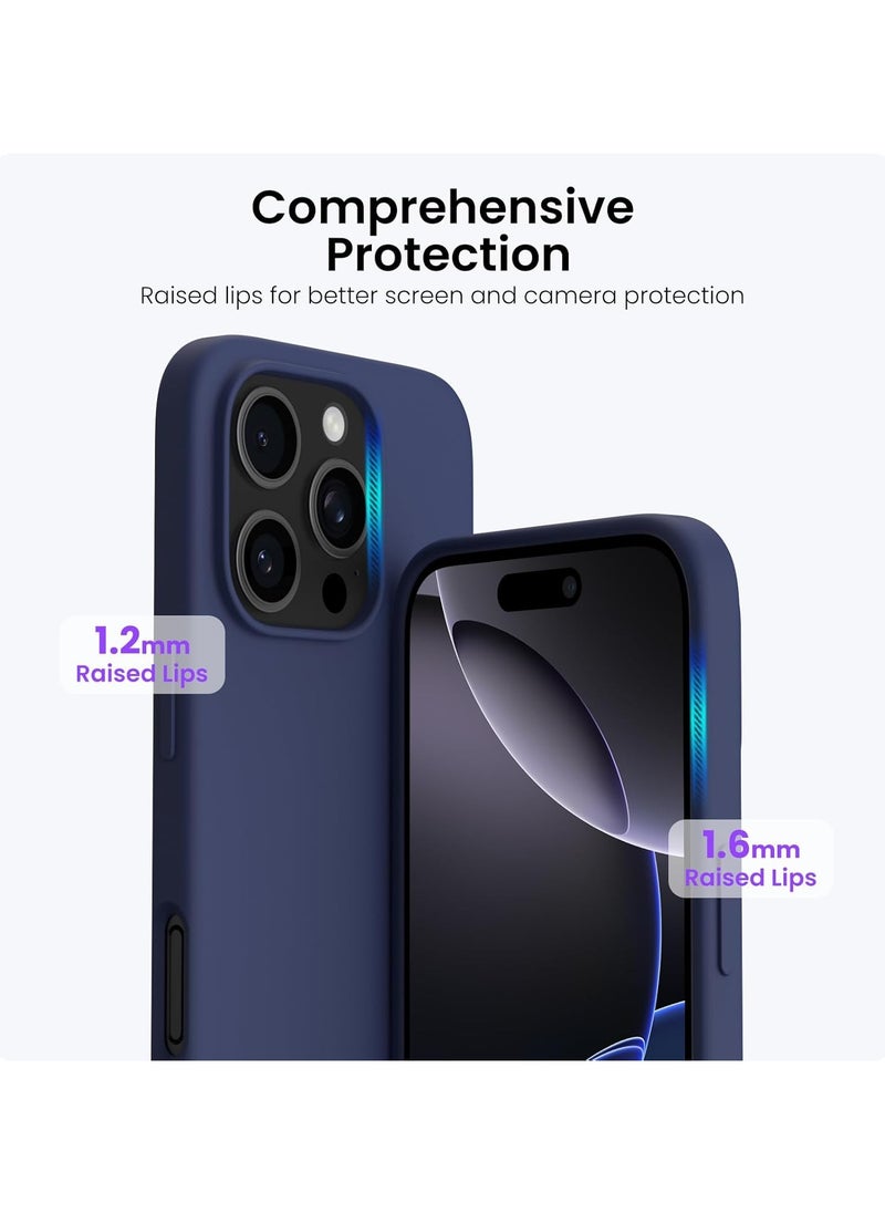 Compatible with iPhone 16Pro max Case Liquid Silicone Case Full Body Protective Cover Shockproof Slim Phone Case Anti-Scratch Soft Microfiber Lining 6.9 inch Blue