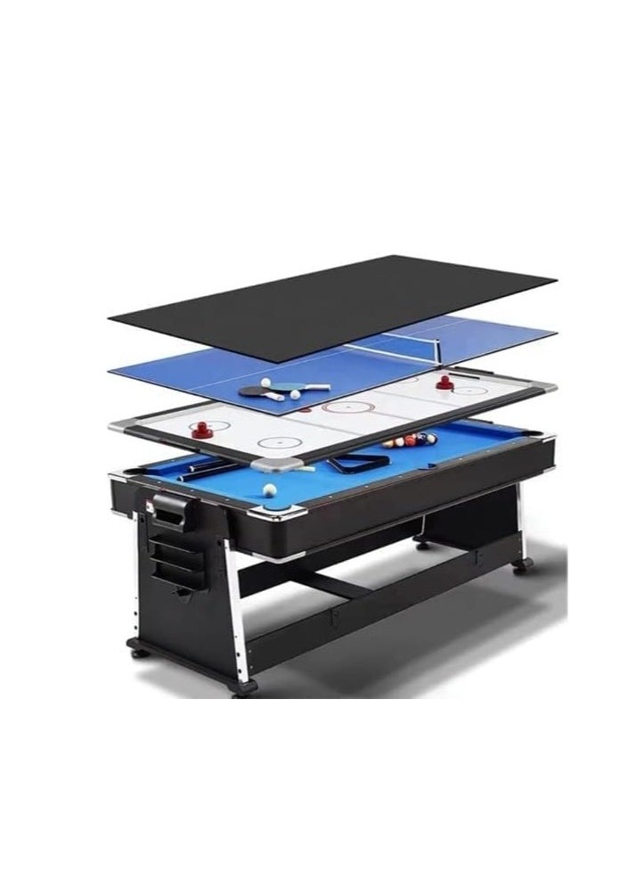 Cool Baby Style - Multi-function entertainment home and commercial 4-in-1 convertible pool table set dining table black eight ice hockey table tennis one-in-one - Image 1