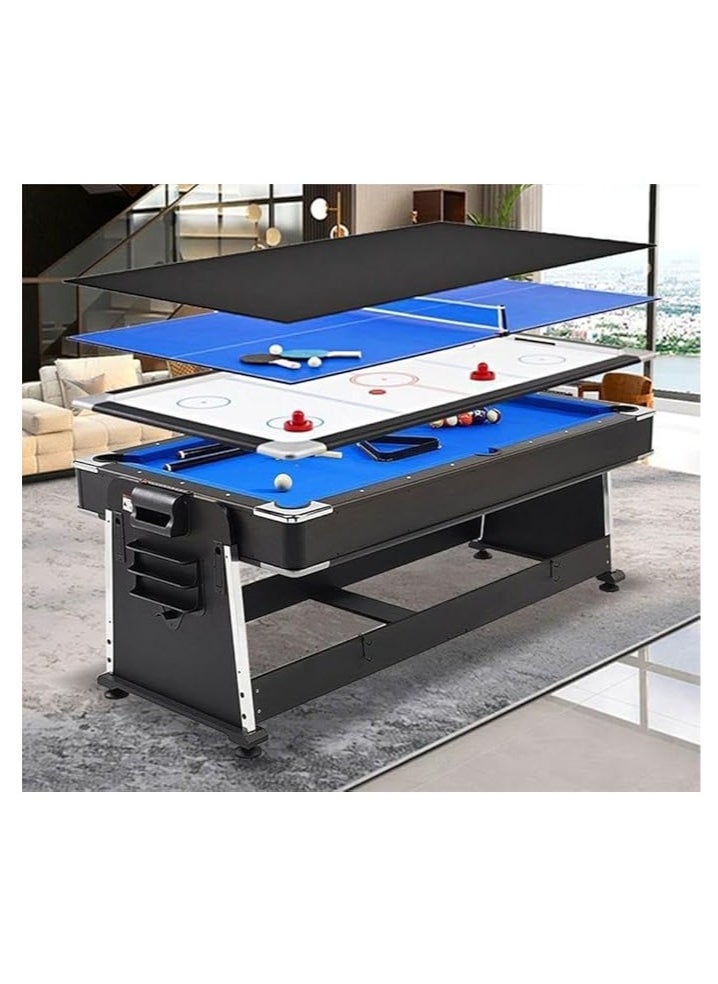 Cool Baby Style - Multi-function entertainment home and commercial 4-in-1 convertible pool table set dining table black eight ice hockey table tennis one-in-one - Image 1