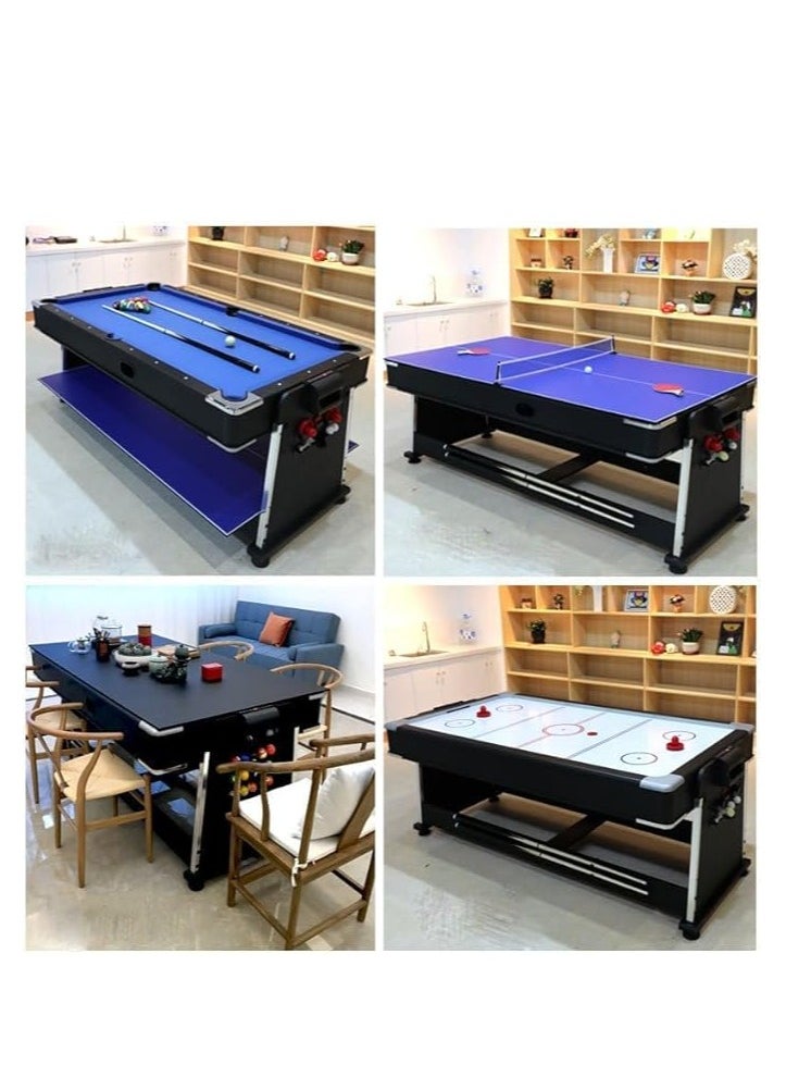 Cool Baby Style - Multi-function entertainment home and commercial 4-in-1 convertible pool table set dining table black eight ice hockey table tennis one-in-one - Image 1