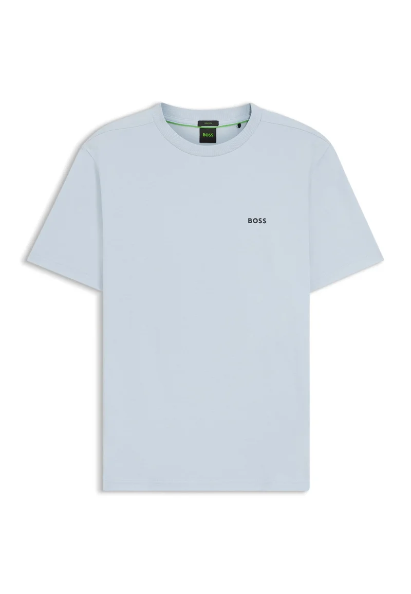 BOSS Open Blue Stretch-cotton T-shirt with logo detail for Men | Best Price UAE