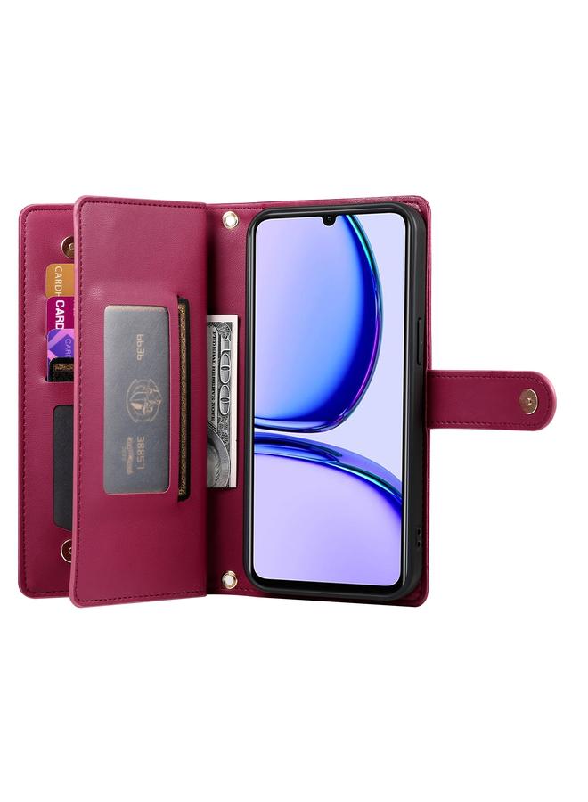 erorex Case For Realme C53 / Narzo N53 4G Nine Card-slot Zipper Wallet Bag Leather Phone Case - Image 3