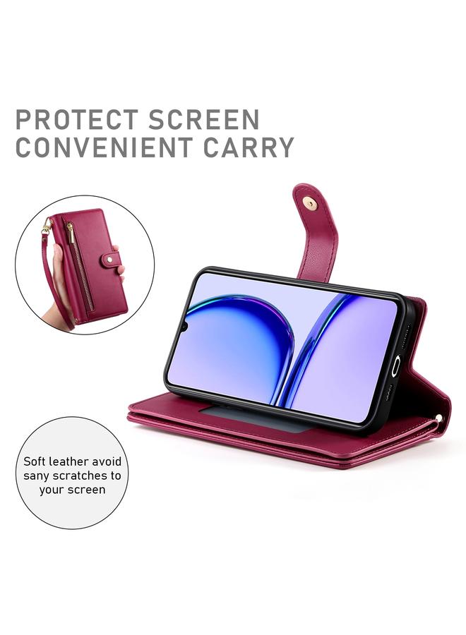 erorex Case For Realme C53 / Narzo N53 4G Nine Card-slot Zipper Wallet Bag Leather Phone Case - Image 4