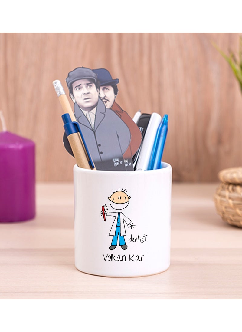 Hediye Dükkanı Gift Shop Personalized Male Dentist Cartoon Ceramic Pen Holder 