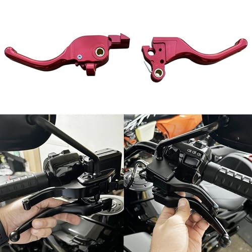 COKTNNI Motorcycle 3 Finger Clutch Brake Lever CNC Short Hand Clutch Brake Lever Fit for 20242025 Harley Road Glide Street Glide Road Glide CVO Road Glide ST red - Image 3
