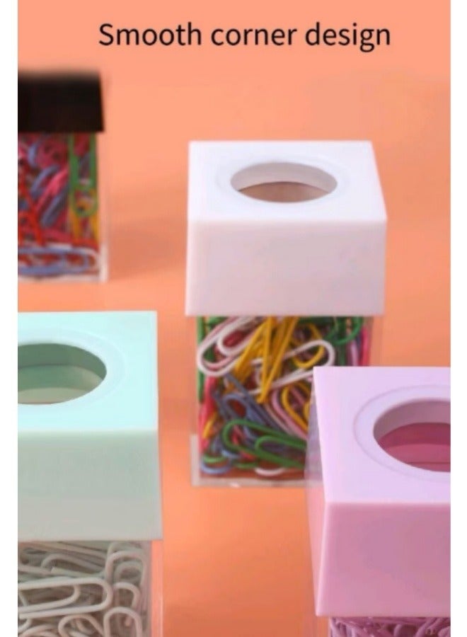 Magnetic Paper Clip Storage Bucket With Paper Clips Colored Transparent Paper Clip Bucket - Image 5