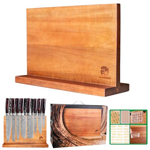 FULLHI Kitchen Magnetic Knife Block Holder, Knife Magnetic Strip with Enhanced Magnets natural wood Multifunctional Storage Holder for Kitchen Utensil, Knife Set, Scissors,Spice Ja - Image 1
