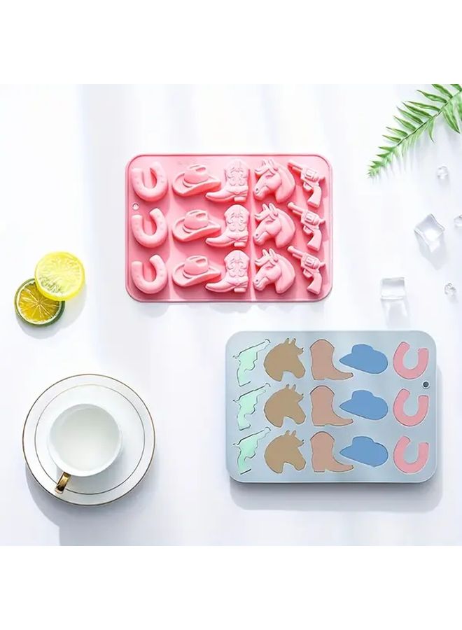 Cowboy Theme Silicone Molds Denim Stencil Pink Flexible Baking Tools For Cupcakes Fondant Candy Chocolate - Image 4