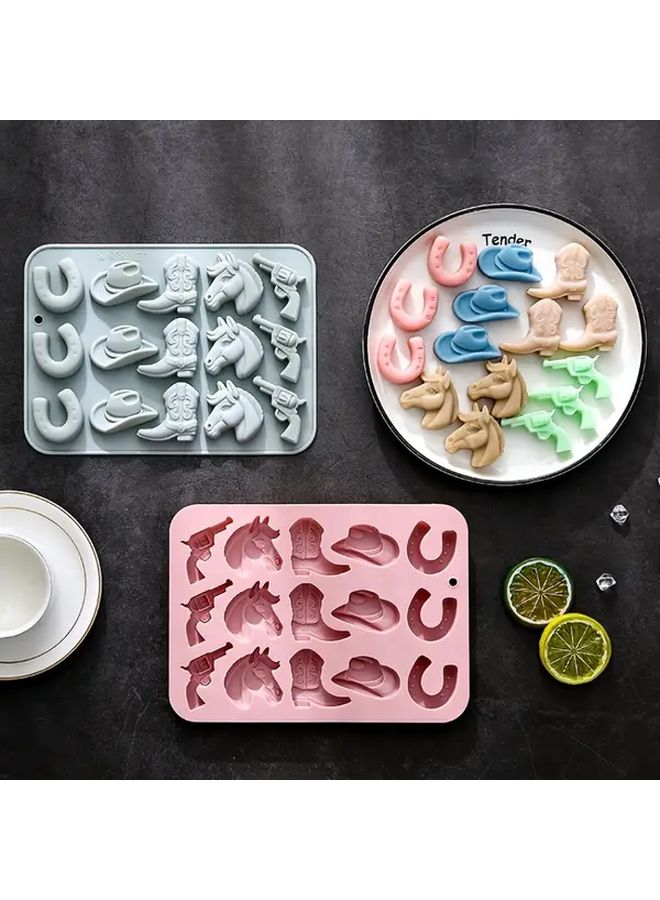 Cowboy Theme Silicone Molds Denim Stencil Pink Flexible Baking Tools For Cupcakes Fondant Candy Chocolate - Image 2