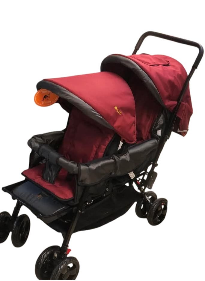 Twin stroller By GOMAA suitable for newborns to 3 years - Burgundy - pzsku/Z09DA2094C2F9FC6C3469Z/45/_/1740828399/27a531e0-5c4f-41d2-ab3e-cfabd52946b7