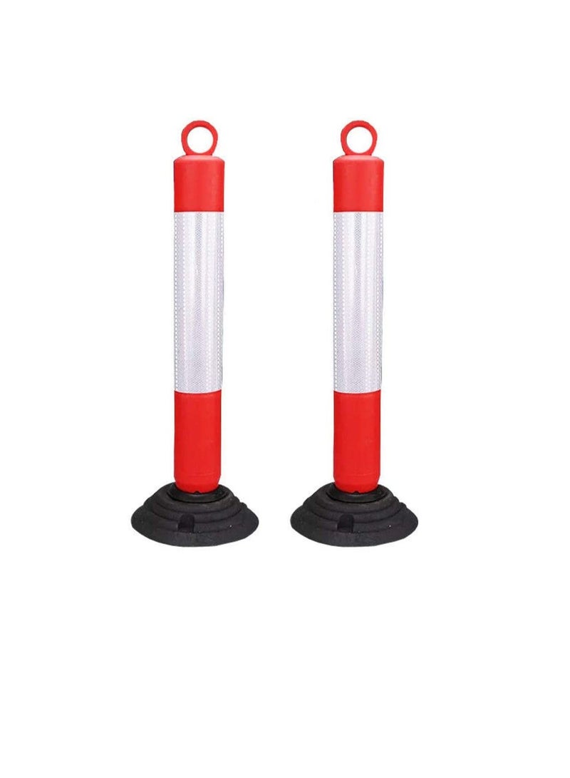 Rebound Flexible 75 CM Road Traffic Safety Knock Down High Quality PVC Bollards Spring Portable Flexi Bollards Warning Post with Reflective Tape Pack of 2  - Image 1