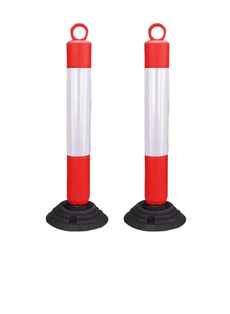 Rebound Flexible 75 CM Road Traffic Safety Knock Down High Quality PVC Bollards Spring Portable Flexi Bollards Warning Post with Reflective Tape Pack of 2  - Image 3
