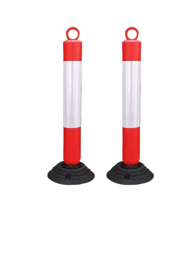 Rebound Flexible 75 CM Road Traffic Safety Knock Down High Quality PVC Bollards Spring Portable Flexi Bollards Warning Post with Reflective Tape Pack of 2  - Image 2