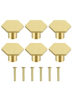 KASTWAVE Cabinet Knobs Gold Drawer Knobs Solid Brass Cupboard Knobs with 6 Screws for Drawer, Wardrobe, Cabinets, Doors, Decoration 6Pcs  - Image 1