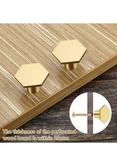 KASTWAVE Cabinet Knobs Gold Drawer Knobs Solid Brass Cupboard Knobs with 6 Screws for Drawer, Wardrobe, Cabinets, Doors, Decoration 6Pcs  - Image 4