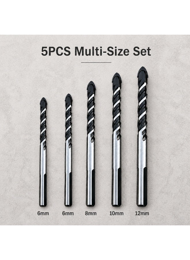 5 Pcs Triangle Shank Drill Bit Set, 6mm/8mm/10mm/12mm Multi Size Masonry Drill Bits For Tile Glass Brick Concrete Wood Plastic, Compatible With Hand Drill Cordless Drill Bench Drill - Image 5