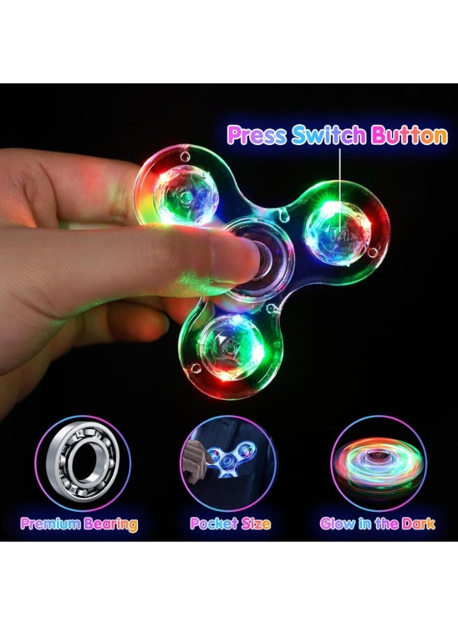 LED Light up Fidget Spinners 5 Pack, Clear Fidget Toys, ADHD Anxiety Toys Stress Relief Reducer Spin for Kids and Adults - Image 2
