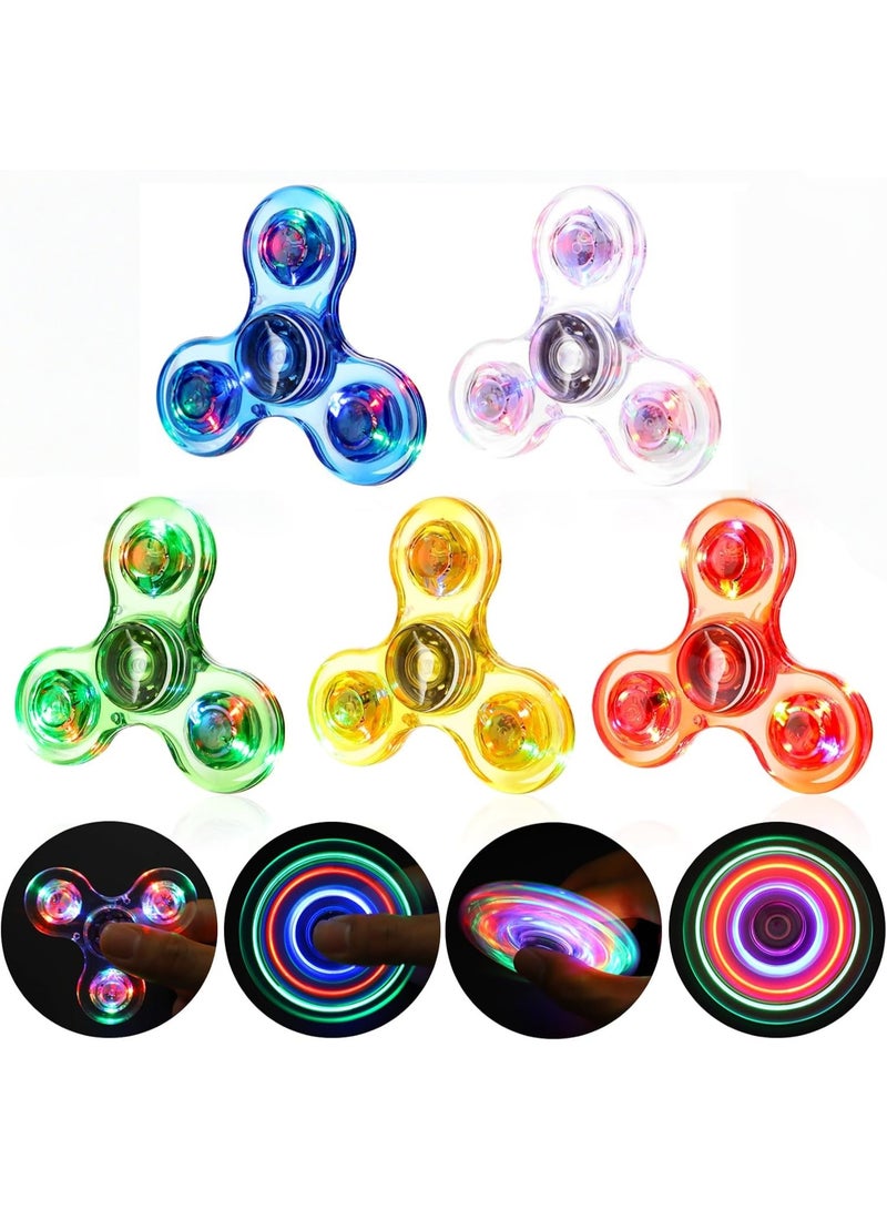 LED Light up Fidget Spinners 5 Pack, Clear Fidget Toys, ADHD Anxiety Toys Stress Relief Reducer Spin for Kids and Adults - Image 1