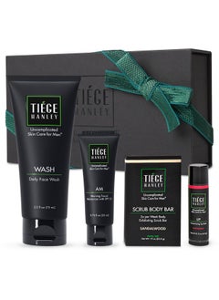 tiege hanley Mens Skin Care Gift Box Set, Bronze - Men'S Skincare Set Includes Face Wash, Facial Moisturizer With Spf 20 Sunscreen, Body Exfoliating Scrub Bar, & Moisturizing Lip Balm  - Image 1