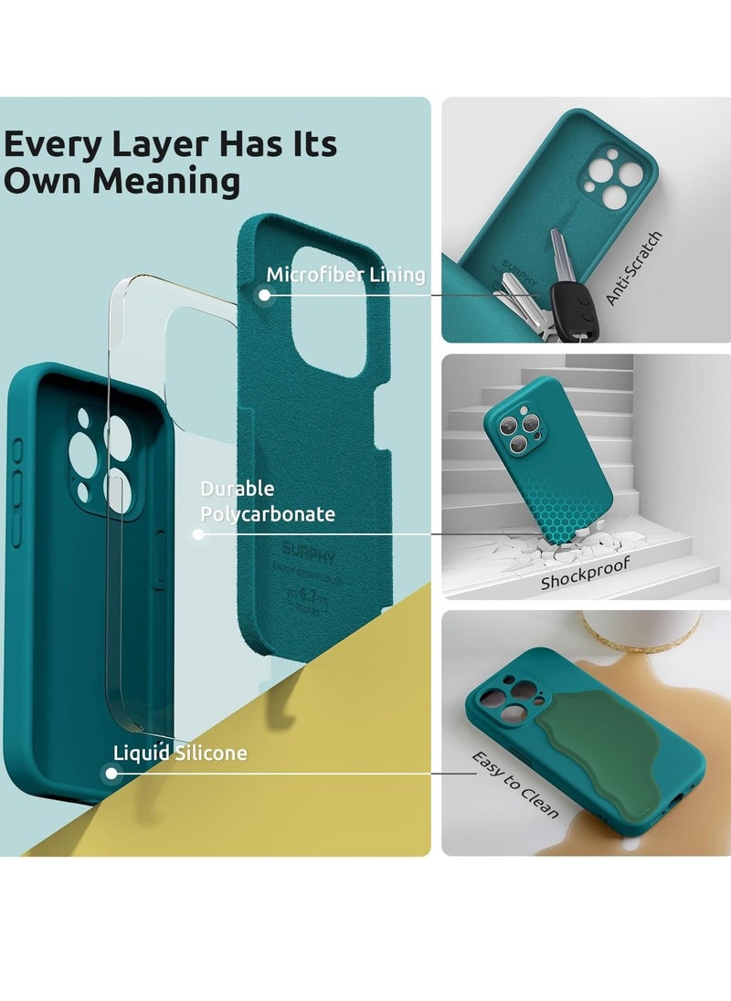 Raxoom Design for iPhone 15 Pro Max Case, Liquid Silicone [2 x Screen Protectors & 1 x Lanyard] Protection for Each Lens Shockproof Cover for iPhone 15 Pro Max 6.7 inch 2023, Teal Blue - Image 4