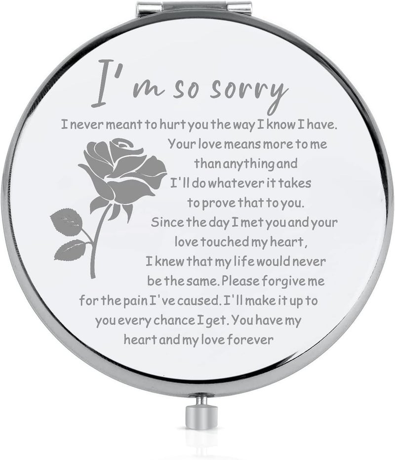 FEELMEM Apology Compact Mirror - Sorry Gift I'm So Sorry Makeup Mirror for Girlfriend