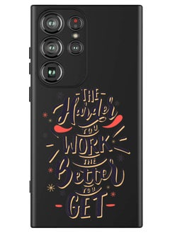 Theodor Protective Slim Fit Case Liquid Silicone Cover with Full Body Protection Anti-Scratch Shockproof Case For Samsung Galaxy S24 Ultra (Black) - Harder you work Better you get  - Image 1