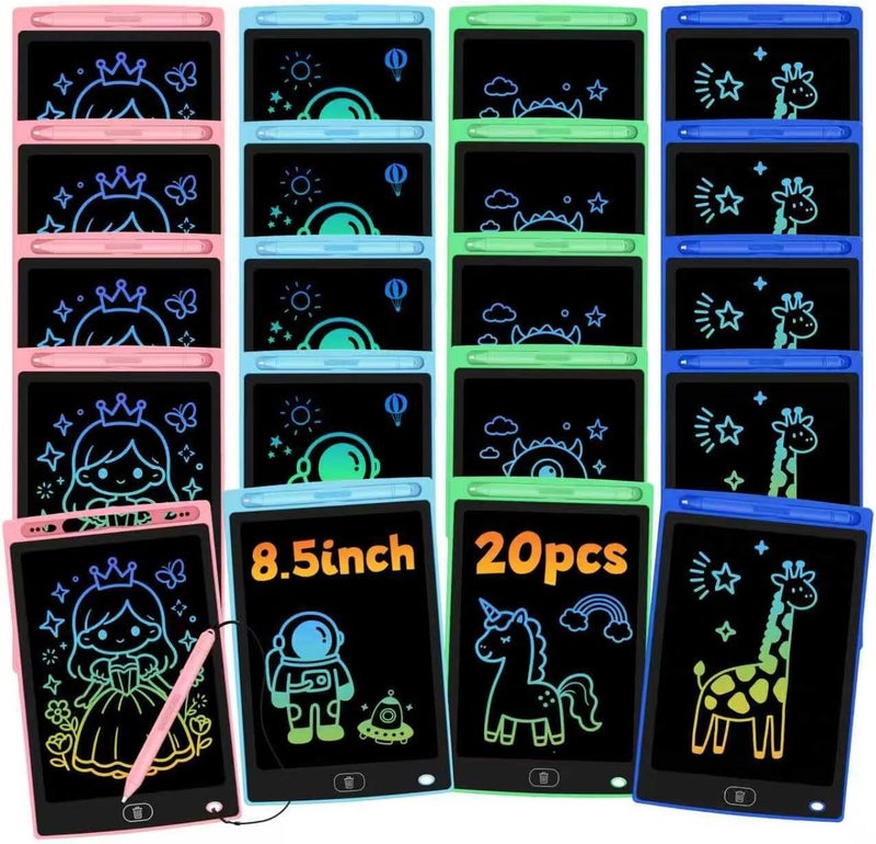 20 حزمة من ألواح الكتابة LCD للأطفال، لوحة رسم قابلة للمسح وإعادة الاستخدام للأطفال الصغار بحجم 8.5 بوصة، لوحة رسم تعليمية مثالية كلعبة تعلم للأعمار من 3 إلى 8 سنوات، هدية للأولاد والبنات - Image 1