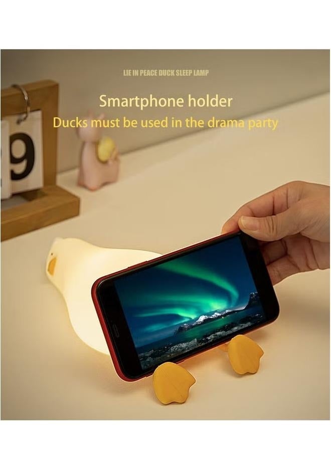 Lying Flat Duck Cute Night Light for Kids, Premium Silicone Nursery Nightlight, Touch Control, Type-C Rechargeable, Duck Lamp - Image 3
