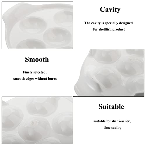 Okllen 4 Pack Ceramic Escargot Plates with 6 Holes and Handles, 6.5 Inch Seafood Snail Dish Footed Plates White Escargot Baking Dish Barbecue for Home, Kitchen, Restaurant - Image 3