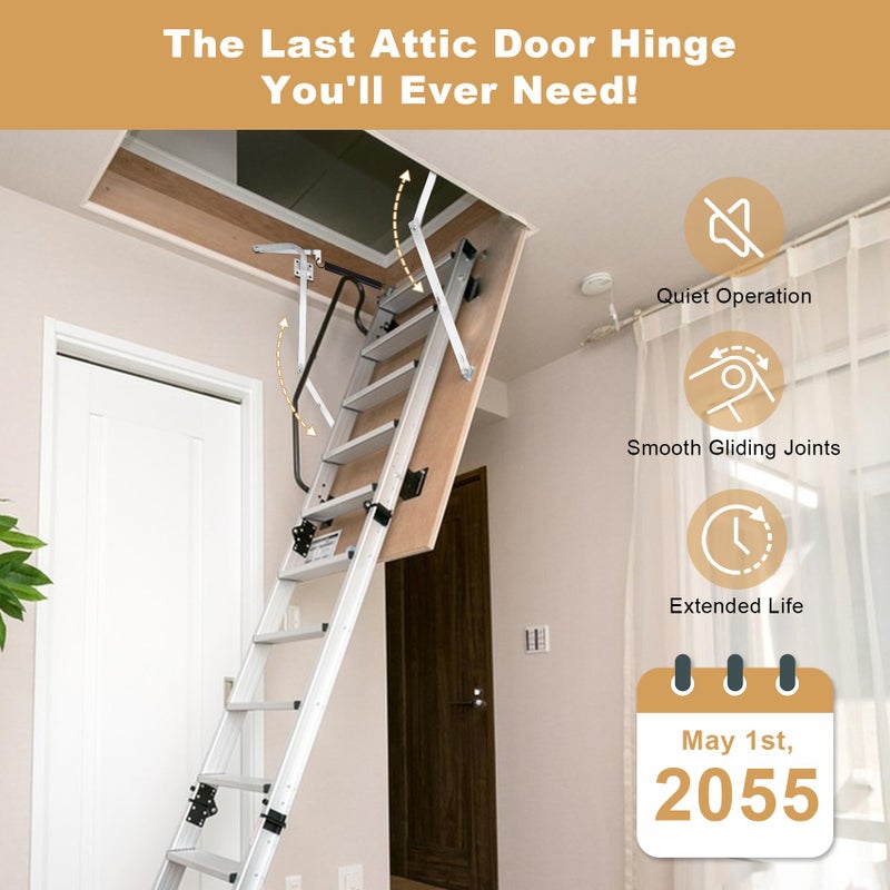 Lynzro Heavy Duty 55-1 Attic Ladder Spreader Hinge Arms with Springs,Compatible with Werner (Mk1 Thru Mk3),A2208 A2210 A2508 A2510 W2208 W2210 W2508 W2510, MFG 2006 and Older, Thick Galvanized Material - Image 4