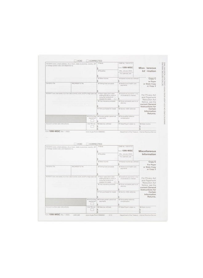 Blue Summit Supplies - 1099 Misc Forms 2023 4 Part Tax Forms Kit 25 Vendor Kit Of Laser Forms Compatible With Quickbooks And Accounting Software 25 Self Seal Envelopes Included - Image 1