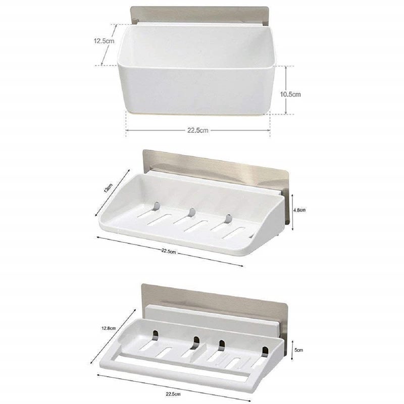 DASNDAS Self-Adhesive 3 Tier Bathroom Organizer with Towel Rail (White) - Image 2