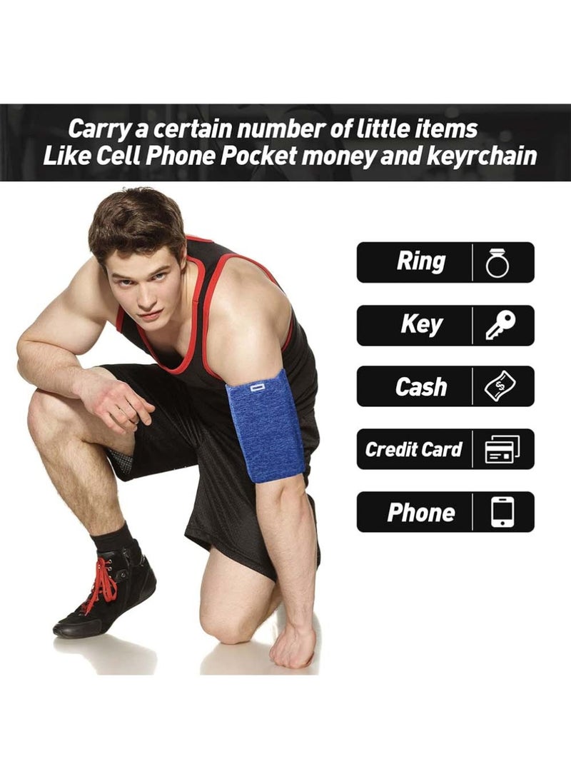 Dougez 3 Pieces Phone Armband Running Armband Cell Phone Sleeve for Running Holder Arm Bands for Walking Hiking Jogging Travel (Black, Gray, White-blue,L) - Image 3