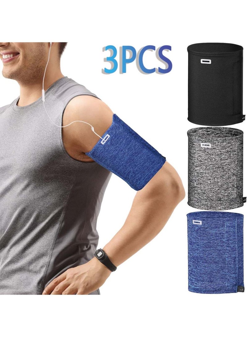 Dougez 3 Pieces Phone Armband Running Armband Cell Phone Sleeve for Running Holder Arm Bands for Walking Hiking Jogging Travel (Black, Gray, White-blue,L) - Image 1