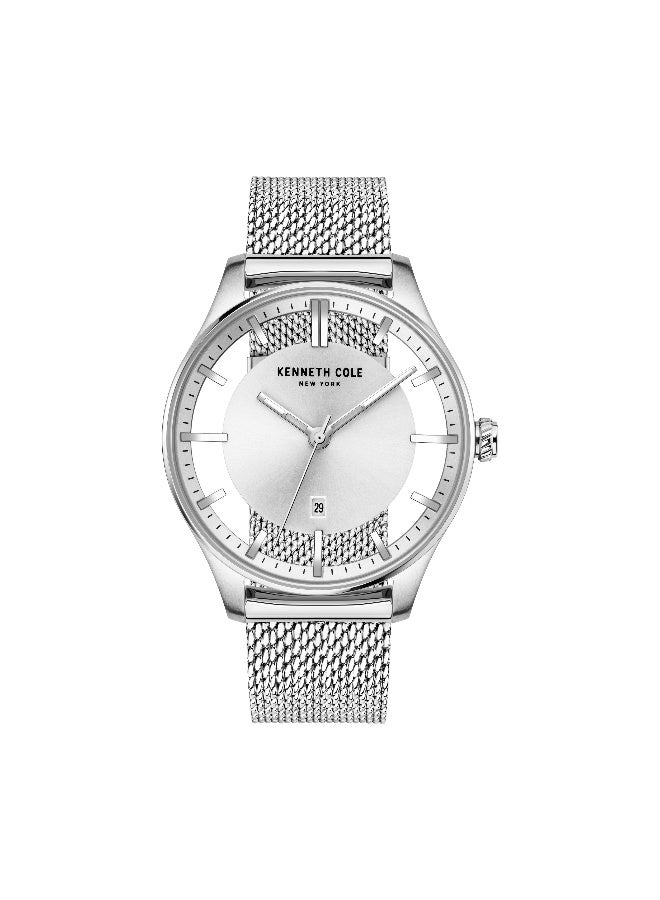 Kenneth Cole New York ساعة أنالوج للرجال بقرص فضي وسوار من الفولاذ المقاوم للصدأ - 42 مم - Image 1