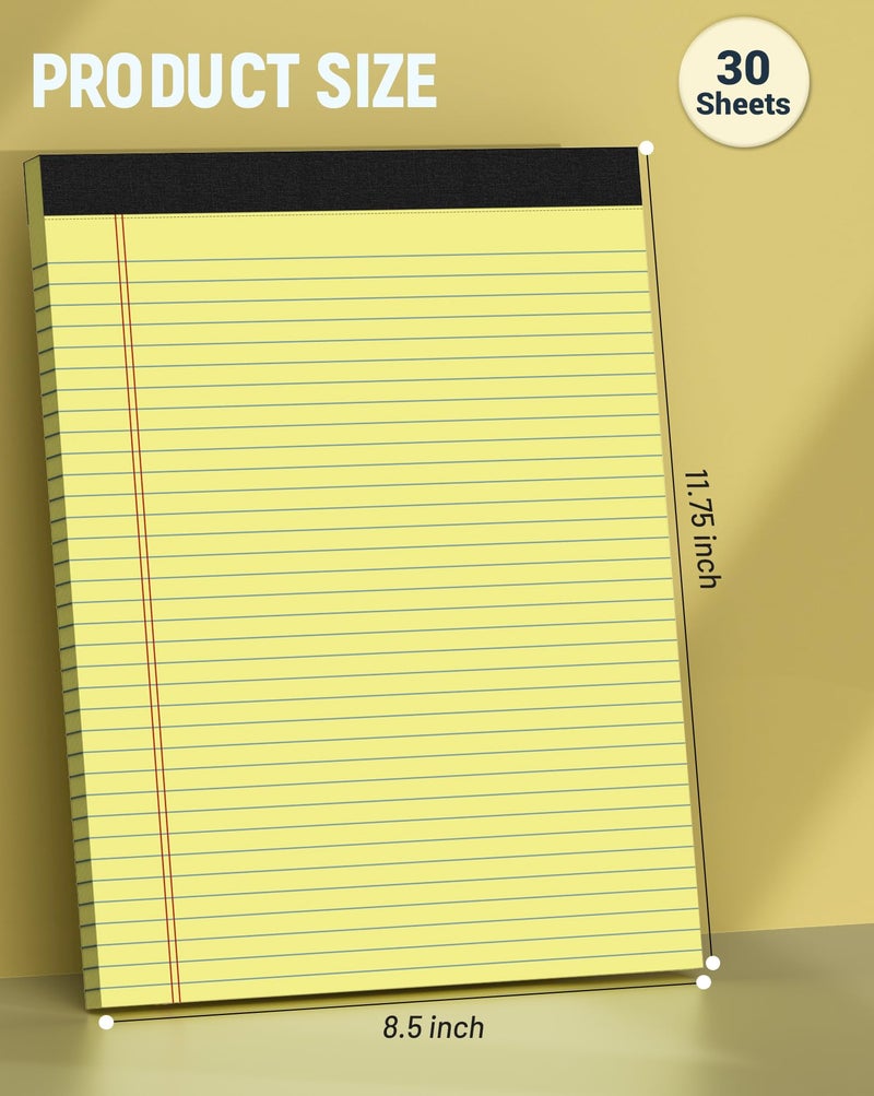 AIFLYAN Legal Pads 8.5 x 11 College Ruled, 12 Pack Yellow Legal Note Pads 8.5 x 11 Perforated Paper Tablets 8-1/2 x 11 Narrow Ruled Writing Note Pads 30 Sheets Pads of Paper Notepads Yellow Notebook Notepad - Image 2
