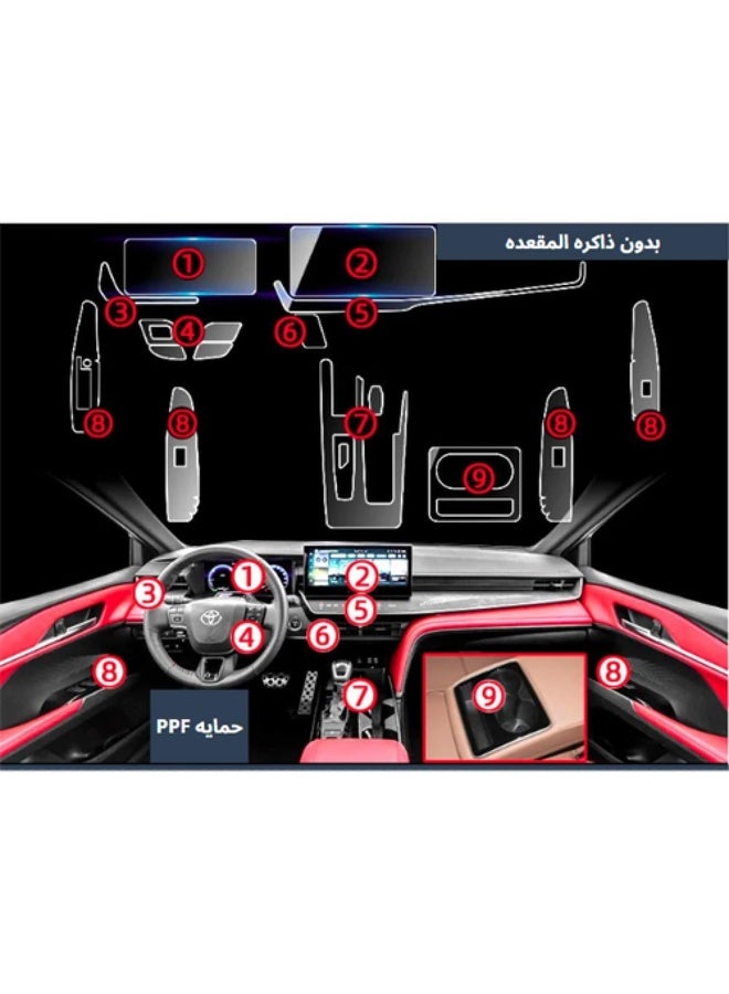 Interior PPF Protective Film for Toyota Camry 2025 Half Full Option Interior Surface Protection - Image 1