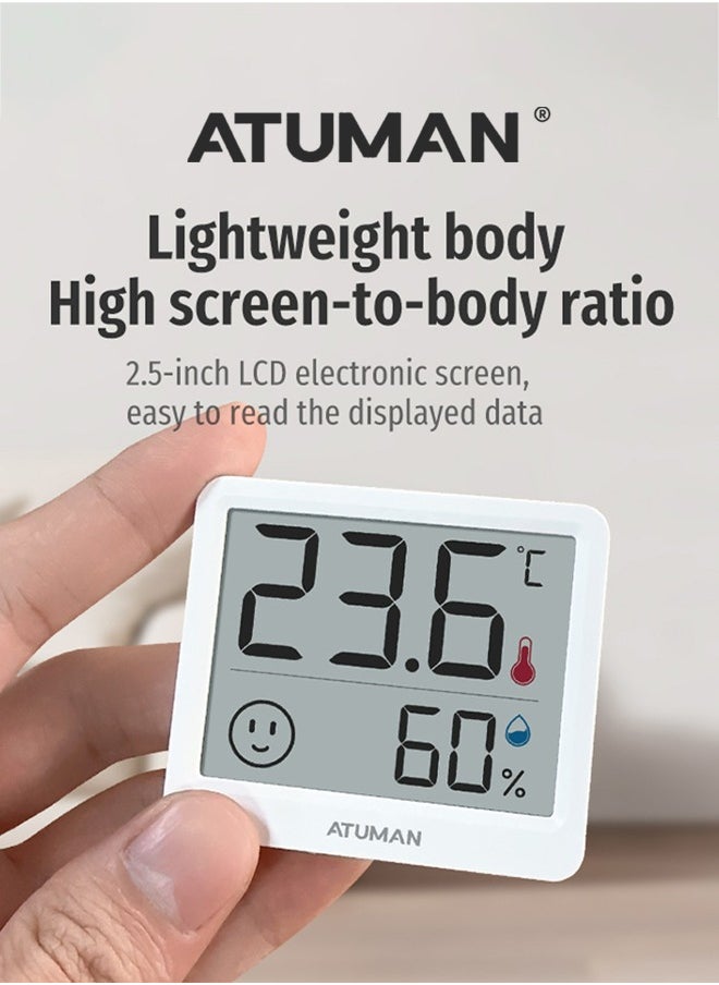 ATuMan ATuMan TH mini Temperature and Humidity Clock – 2.5-Inch LCD Display, High-Sensitivity Sensors, Creative Emoticon Display, Wall-Mount & Stand, Long-Lasting Battery  - Image 2