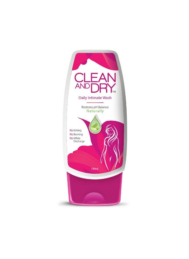 clean and dry Clean and Dry| Daily Intimate Wash| Hygiene Wash For Women, Vaginal Wash | Prevents Infections | No Itching, Burning, White Discharge| 190ml  - Image 1
