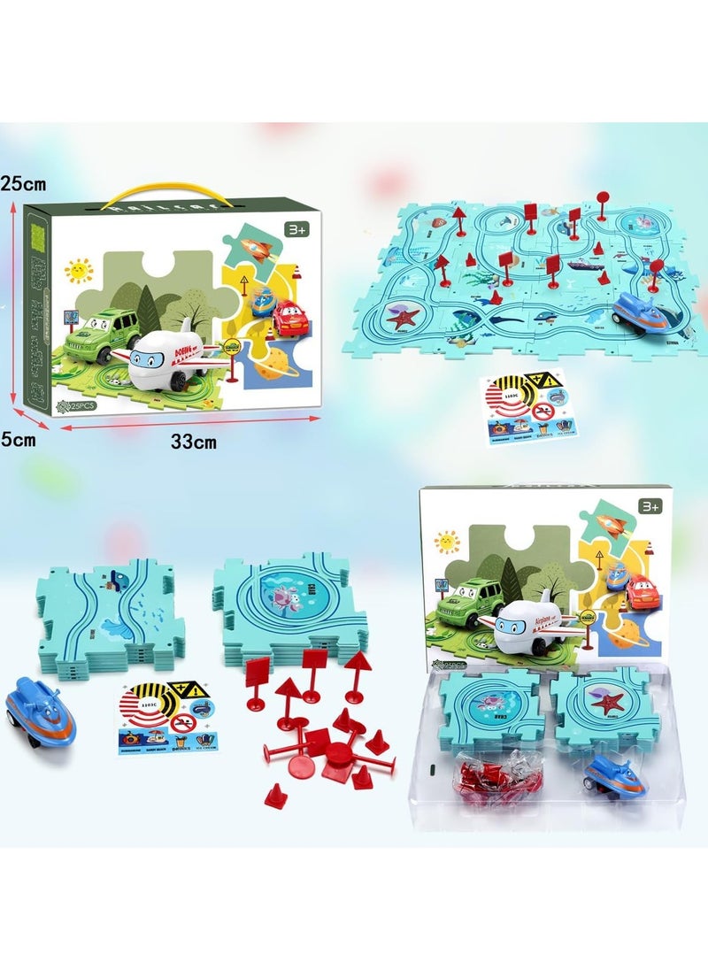 TOY GARDEN 25PCS Kids Puzzle Track Car Set (Ocean Theme) – 2024 DIY Electric Trolley Track Toy for Boys & Girls, Educational Assembly Game for Children  - Image 3