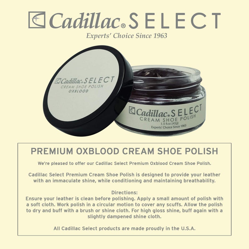 Cadillac Select Premium Cream Shoe Polish – Oxblood Leather Shoe Care, Nourishing Formula, Restores Shine and Color, Easy Application, Made in USA - Image 4