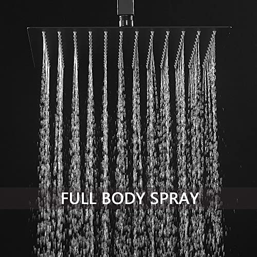 Heable Matte Black Shower System Bathroom 12 Inch Rain Shower Head Ceiling Mount with Handheld Luxury High Pressure Shower Combo Set Shower Faucet Rough-in Valve Body and Trim Included - Image 3