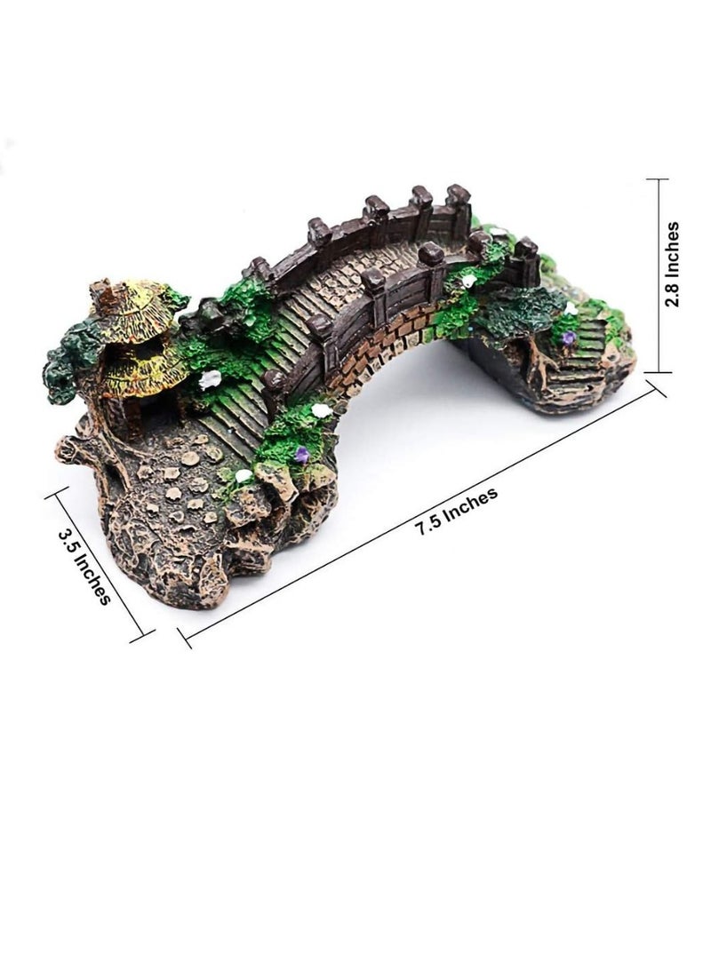 OASIS-TH Aquarium Ornament - Pavilion Tree Fish Tank Decoration Poly Resin Bridge Landscape Decor Fish Tank Ornaments - Image 3