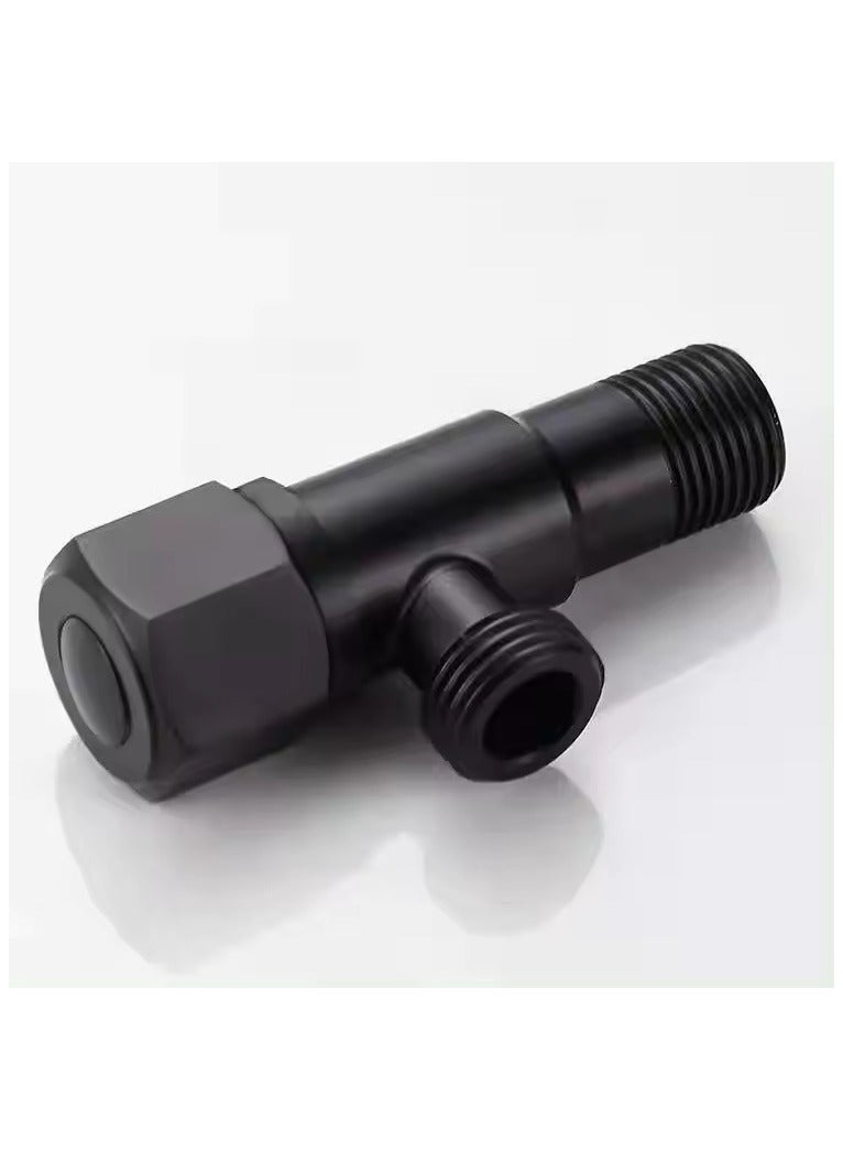 "Black Stainless Steel Angle Valve | Hot and Cold Stop Valve for Bathroom and Toilet" - Image 1