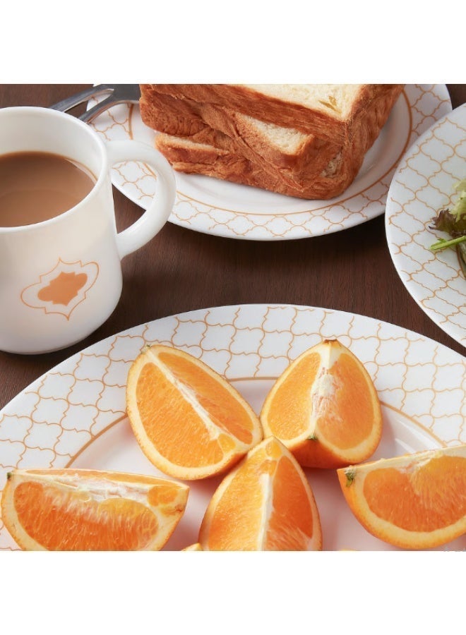 IKEA (IKEA) IKEA KALASBRA 16-Piece Dinnerware Set - Gold Patterned White Opal Glass - Service for 4 - Microwave & Dishwasher Safe - Image 3